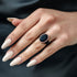 Oversize Oval Silicone Ring with Metal Frame & Stones by Rinfit
